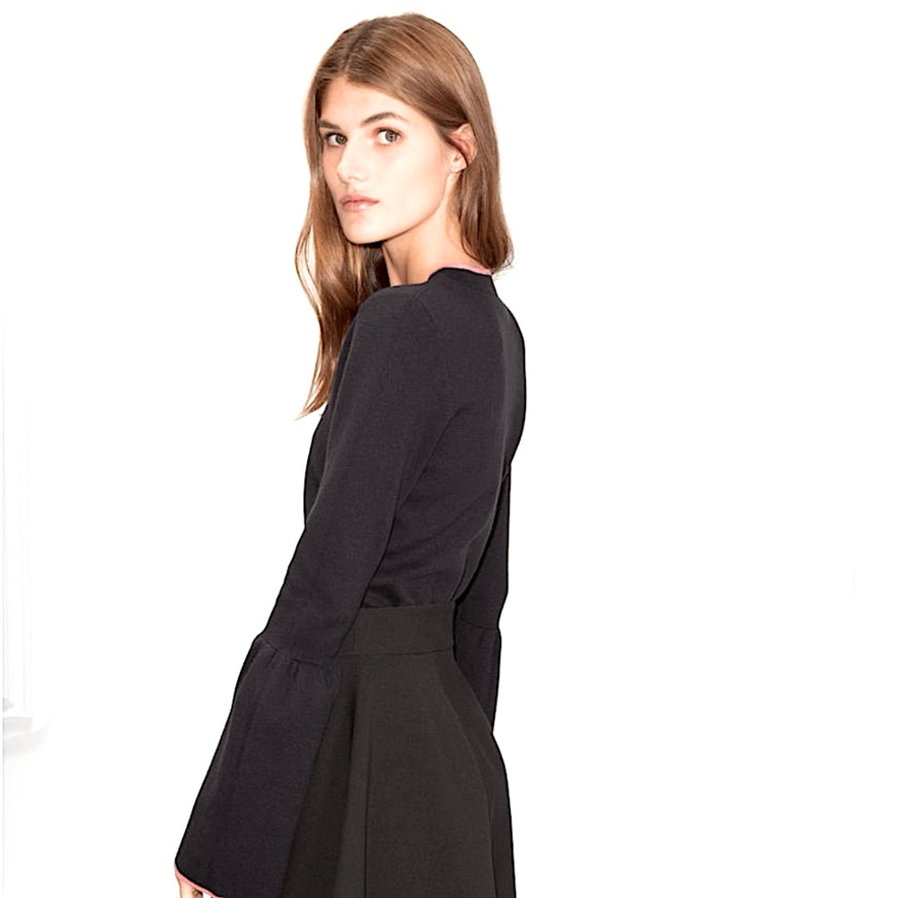 Jonathan Simkhai Black Rib Knit Peplum Top Size Small